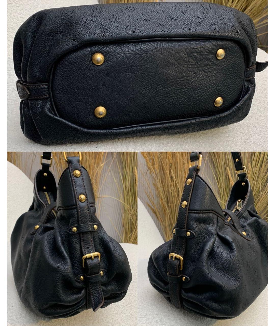 LOUIS VUITTON Черная кожаная сумка тоут, фото 7