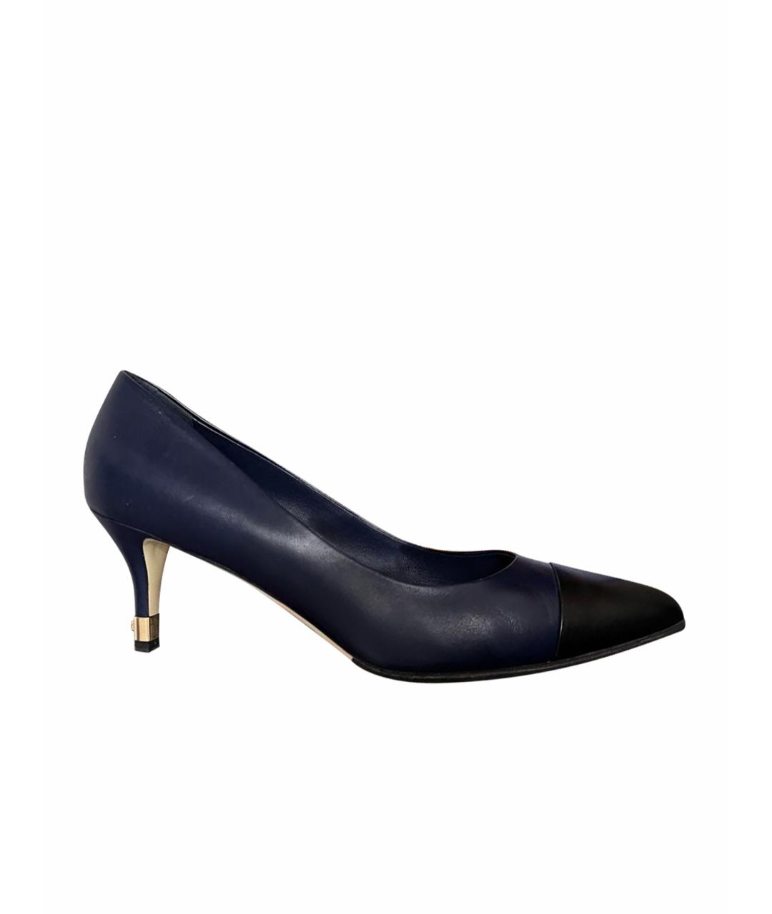 CHANEL PRE-OWNED Темно-синие кожаные туфли, фото 1