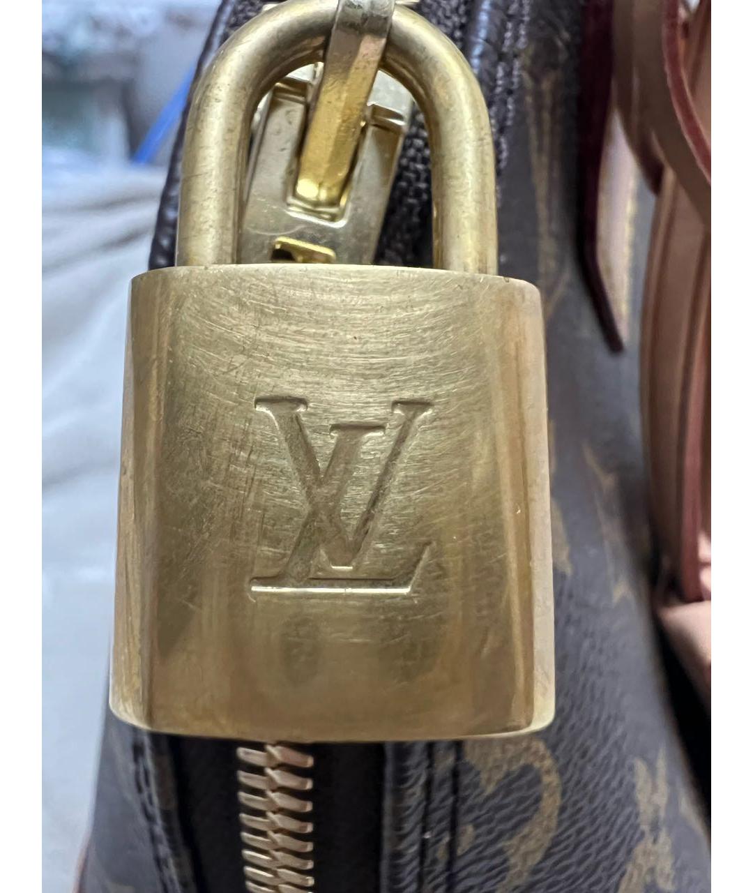 LOUIS VUITTON Коричневая кожаная сумка с короткими ручками, фото 7
