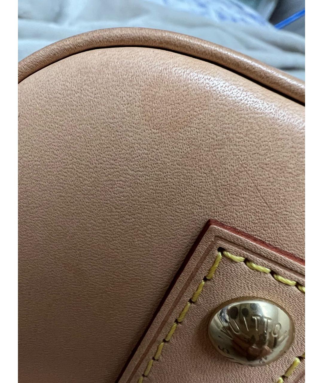 LOUIS VUITTON Коричневая кожаная сумка с короткими ручками, фото 6