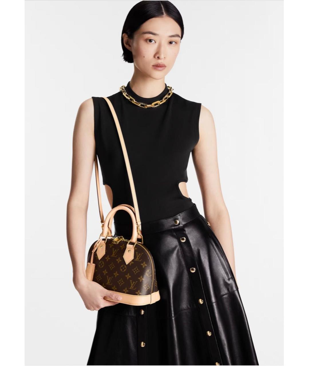 LOUIS VUITTON Коричневая кожаная сумка с короткими ручками, фото 8