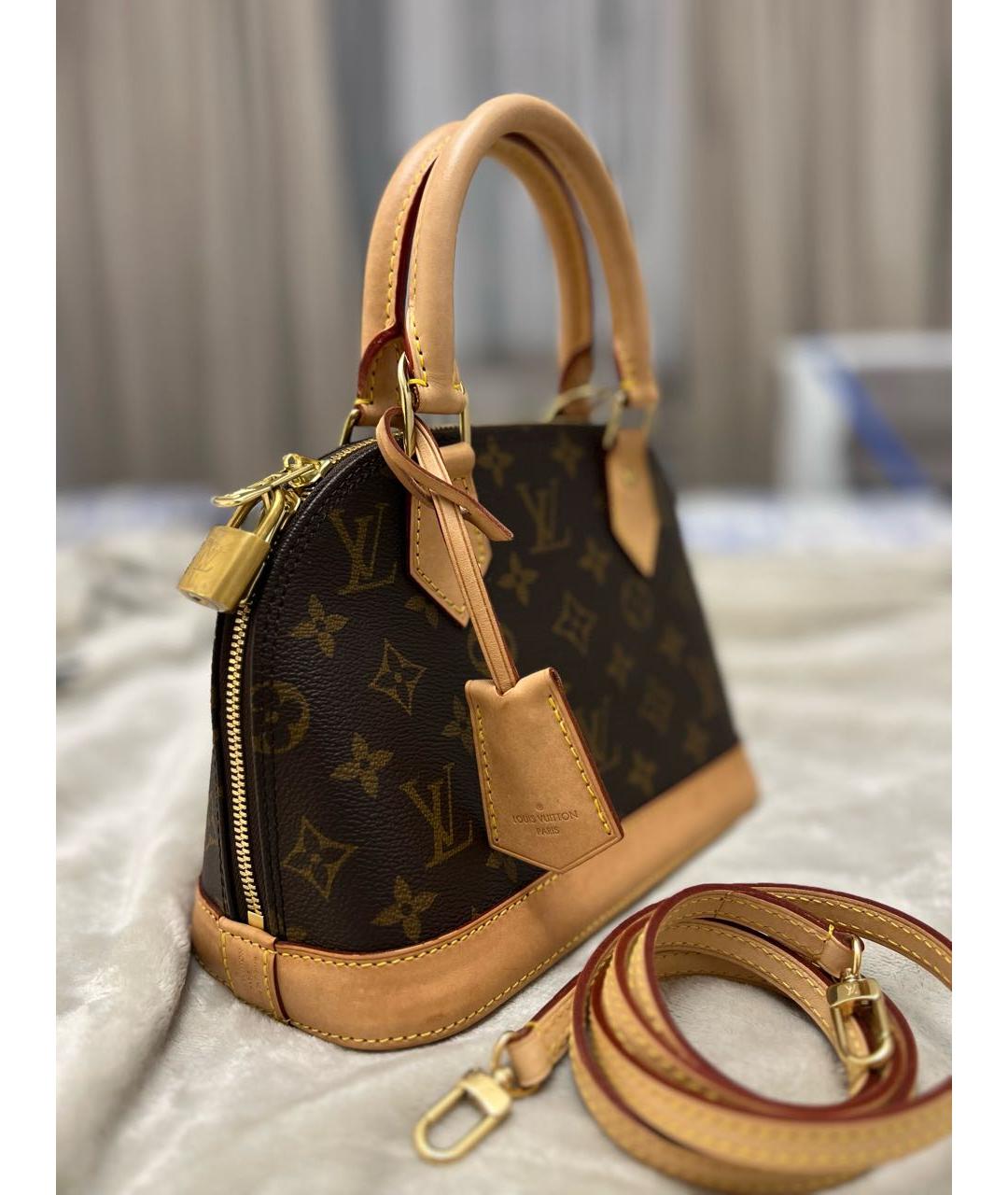 LOUIS VUITTON Коричневая кожаная сумка с короткими ручками, фото 2