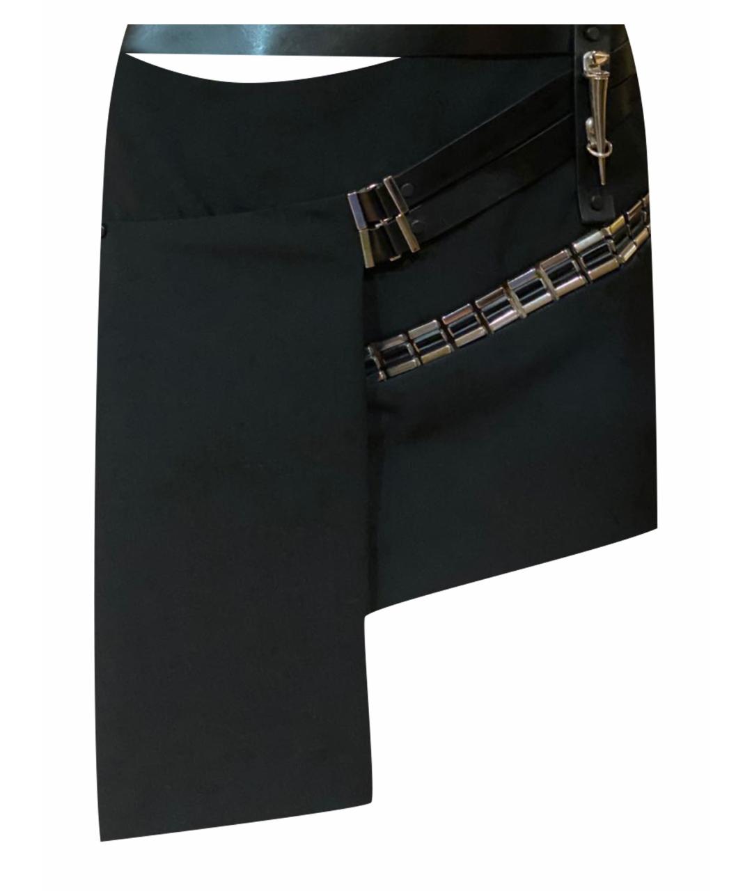 ANTHONY VACCARELLO Черная шерстяная юбка мини, фото 1