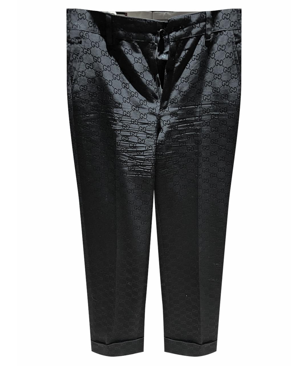 GUCCI Черные вискозные прямые брюки, фото 1