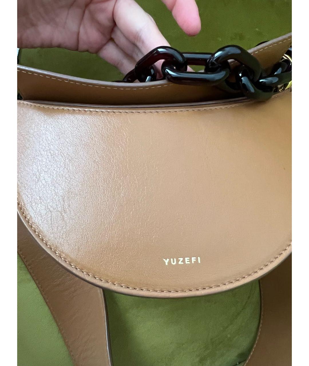YUZEFI Коричневая кожаная сумка через плечо, фото 4