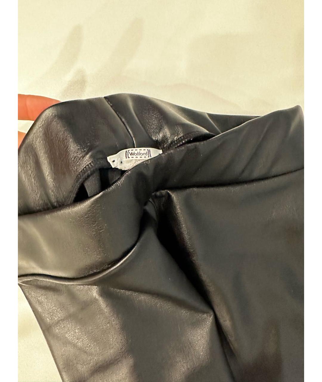 WOLFORD Черные кожаные повседневные брюки, фото 3