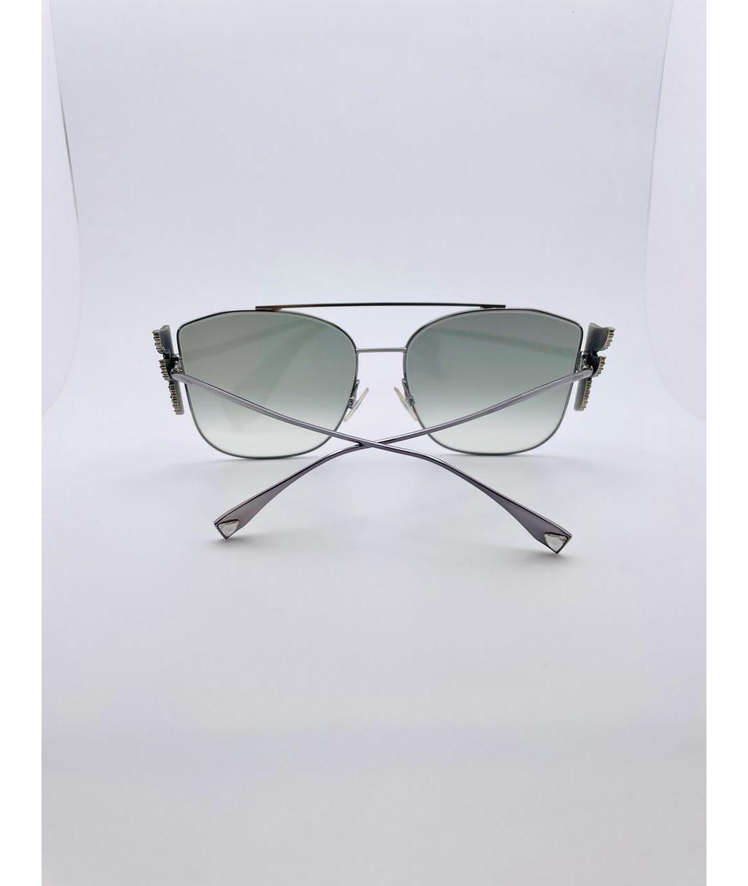 FENDI Серебряные металлические солнцезащитные очки, фото 7