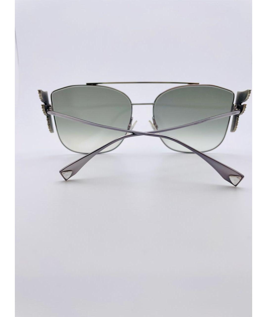 FENDI Серебряные металлические солнцезащитные очки, фото 5