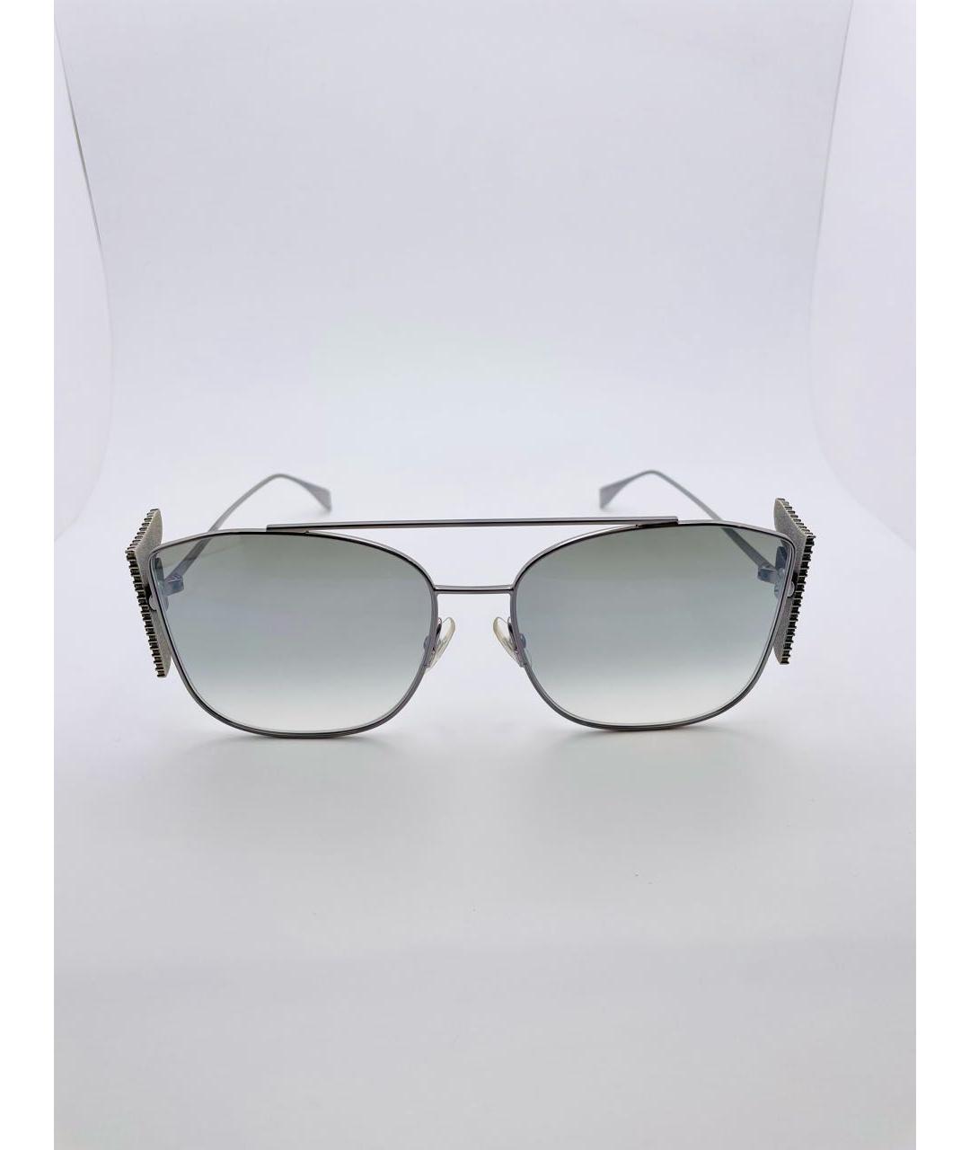 FENDI Серебряные металлические солнцезащитные очки, фото 4