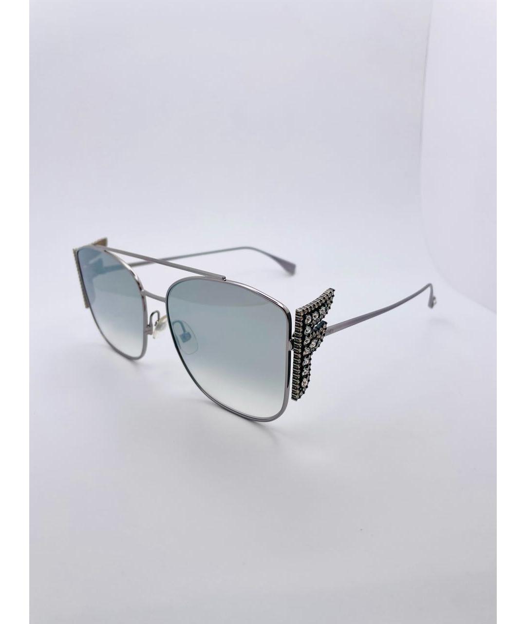FENDI Серебряные металлические солнцезащитные очки, фото 9