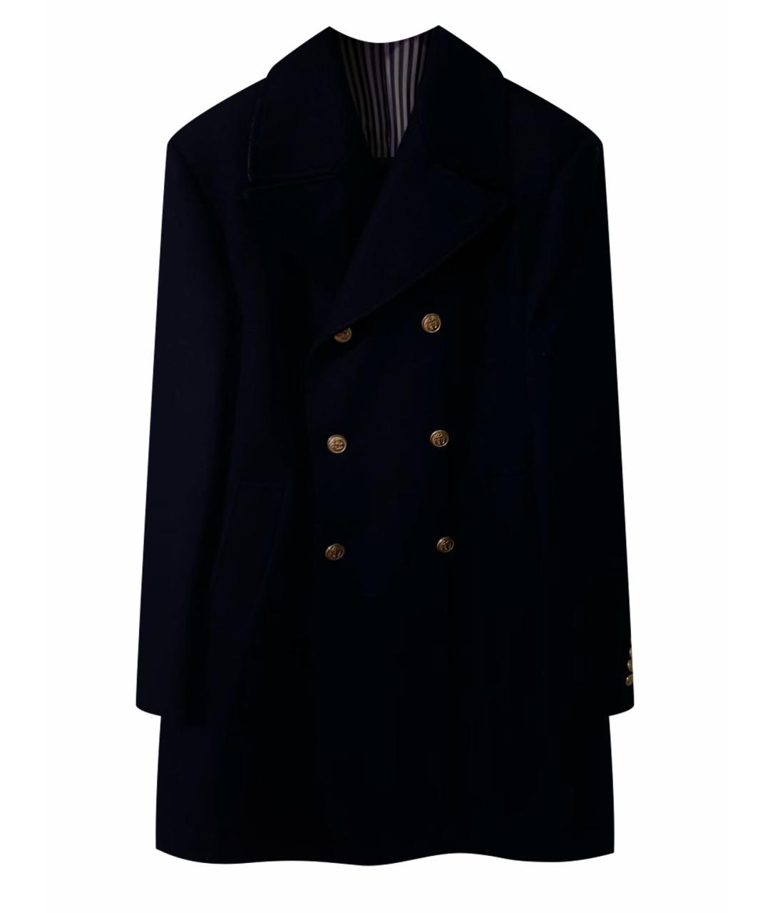THOM BROWNE Темно-синее шерстяное пальто, фото 1