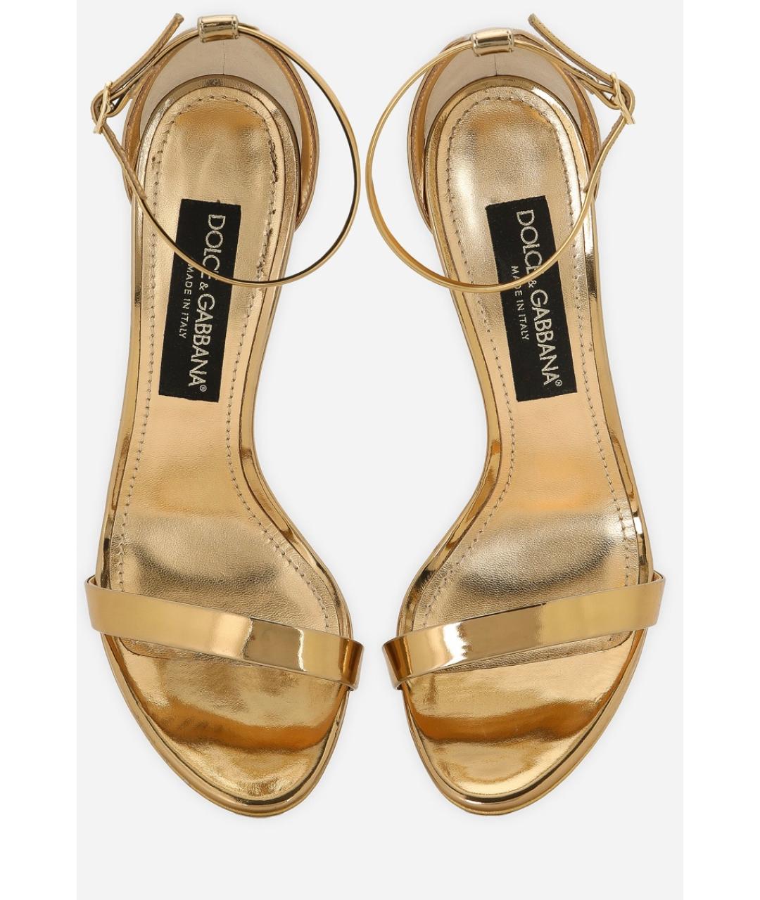 DOLCE&GABBANA Золотые босоножки из лакированной кожи, фото 3
