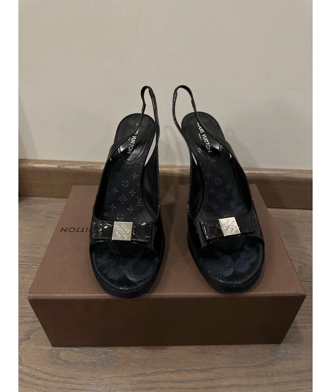 LOUIS VUITTON Черные текстильные босоножки, фото 3