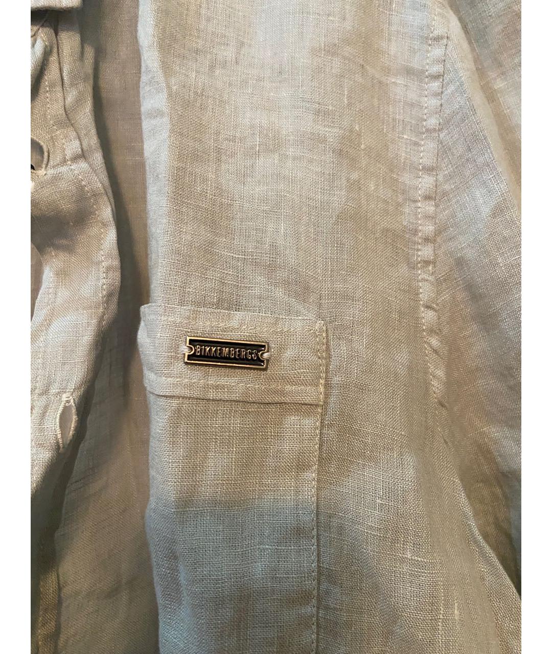 BIKKEMBERGS Антрацитовая льняная кэжуал рубашка, фото 4