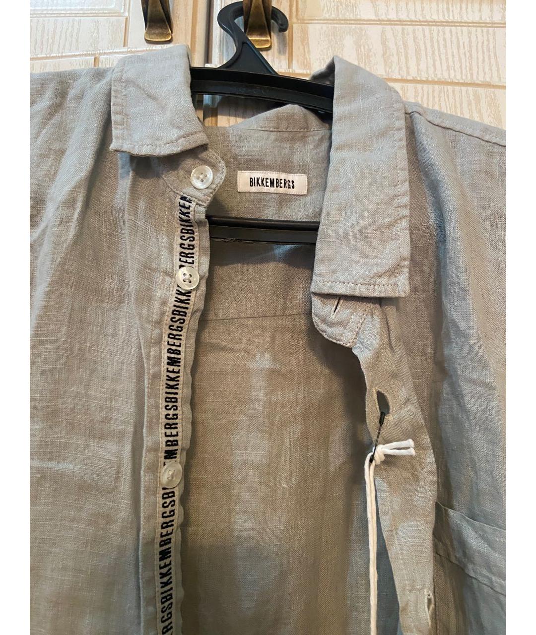 BIKKEMBERGS Антрацитовая льняная кэжуал рубашка, фото 3