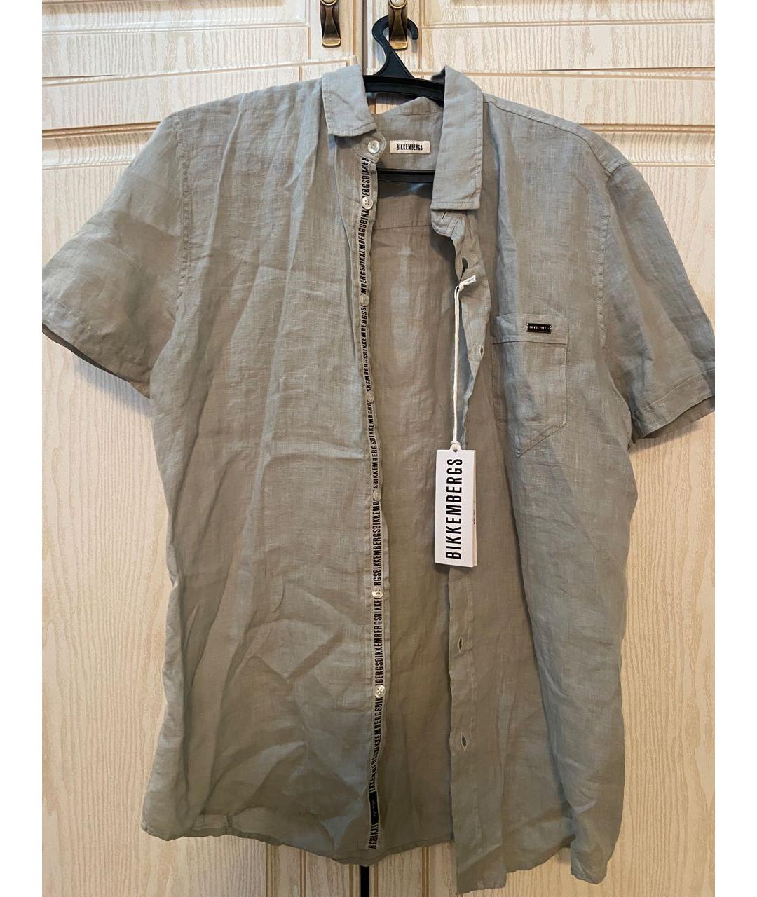 BIKKEMBERGS Антрацитовая льняная кэжуал рубашка, фото 5