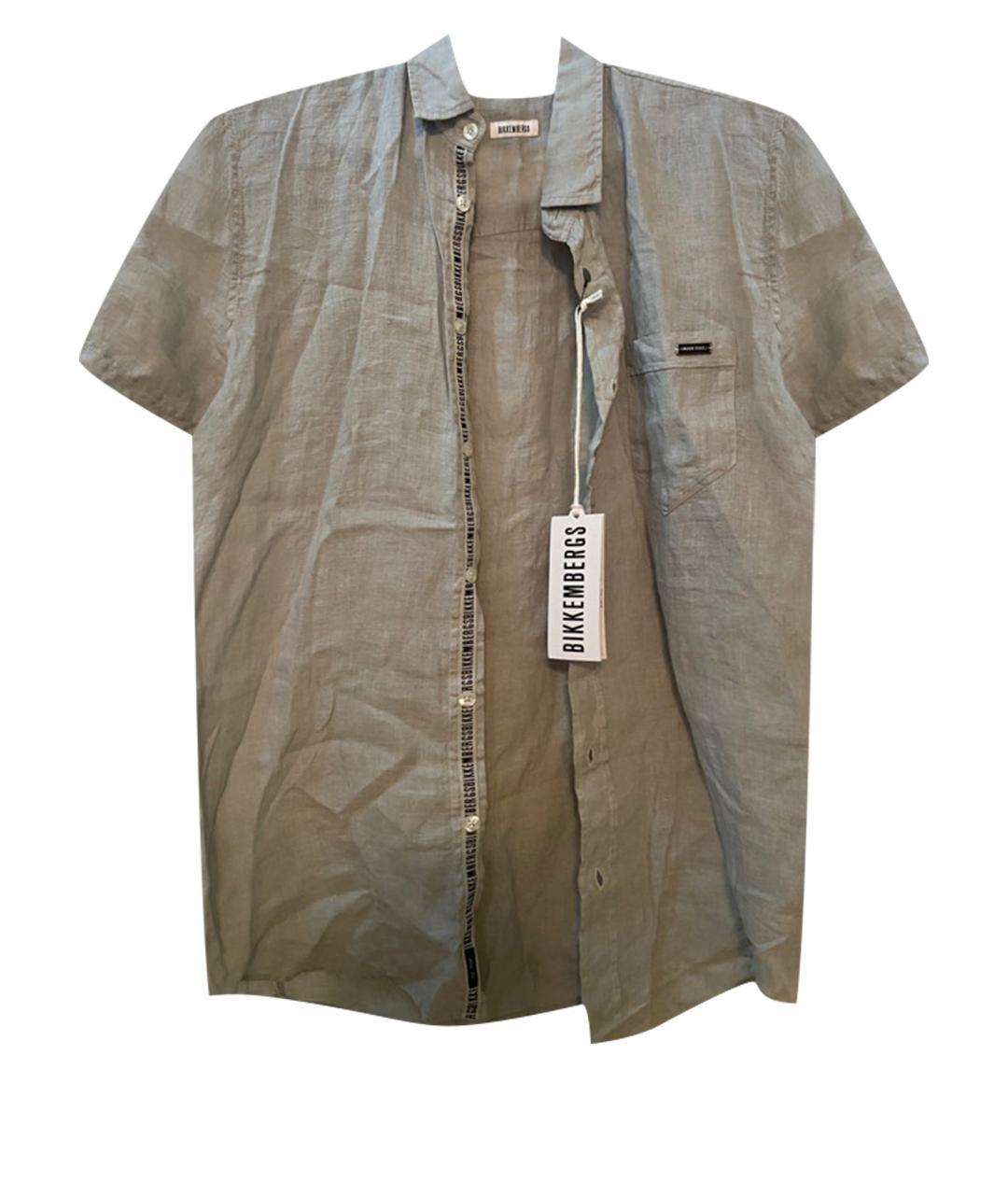 BIKKEMBERGS Антрацитовая льняная кэжуал рубашка, фото 1