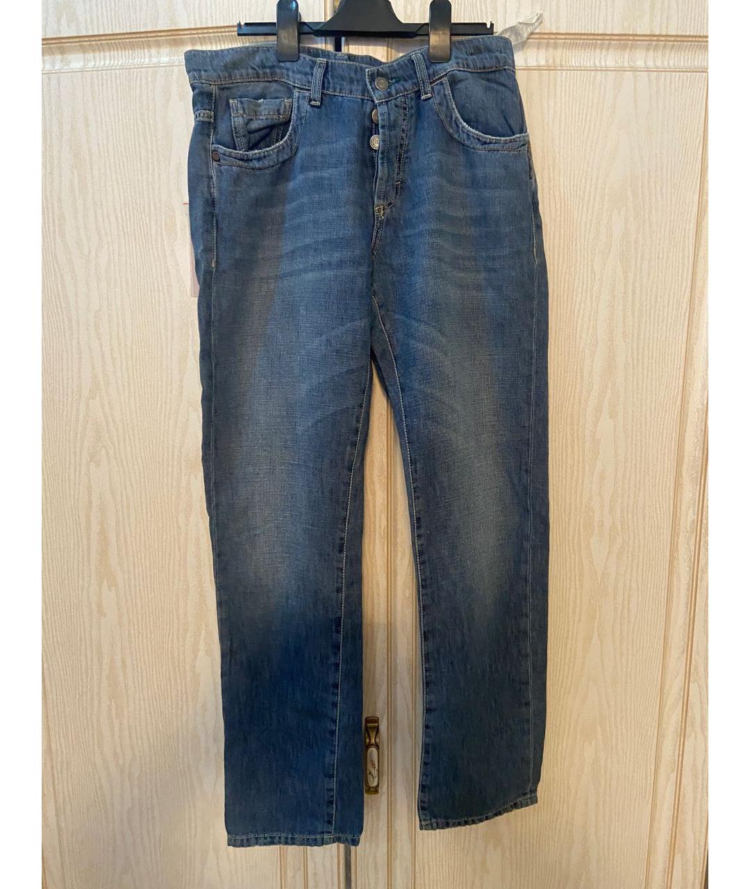 BIKKEMBERGS Темно-синие хлопковые прямые джинсы, фото 7