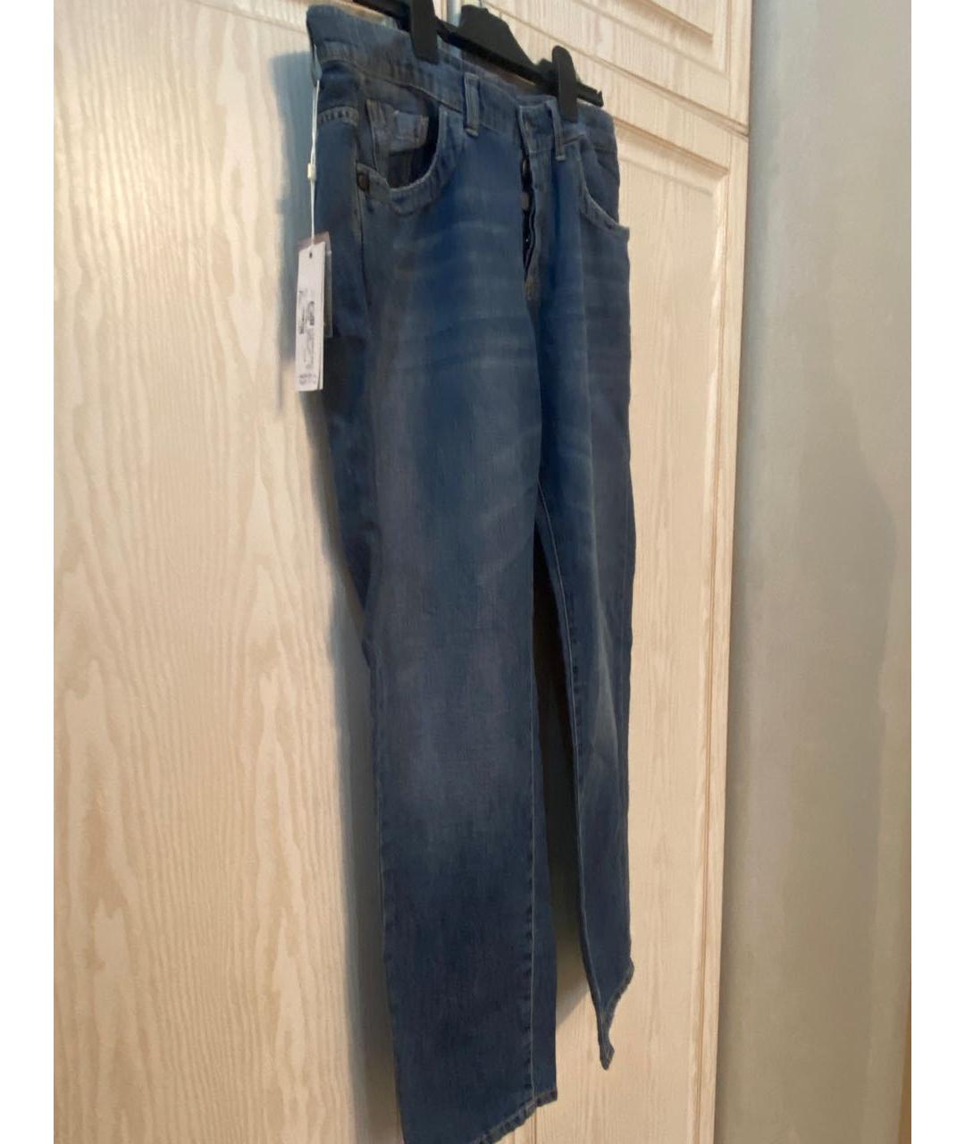 BIKKEMBERGS Темно-синие хлопковые прямые джинсы, фото 5