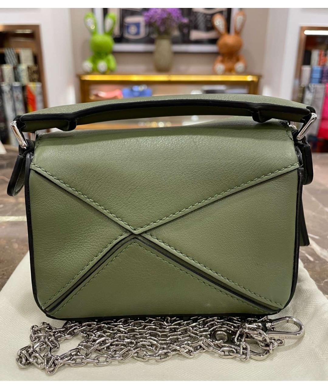 LOEWE Зеленая кожаная сумка через плечо, фото 2