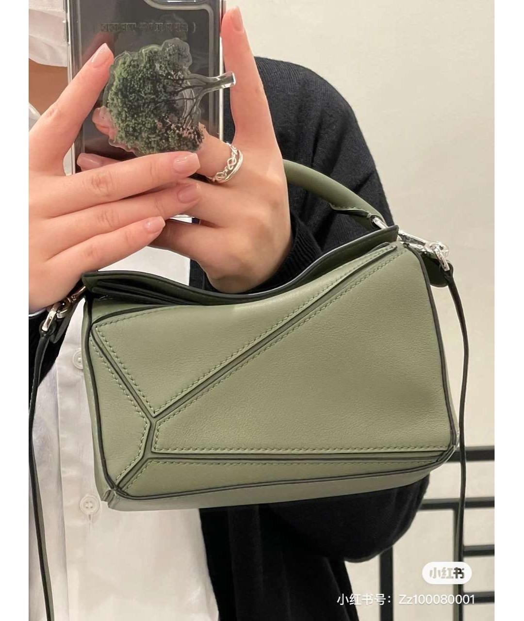 LOEWE Зеленая кожаная сумка через плечо, фото 5