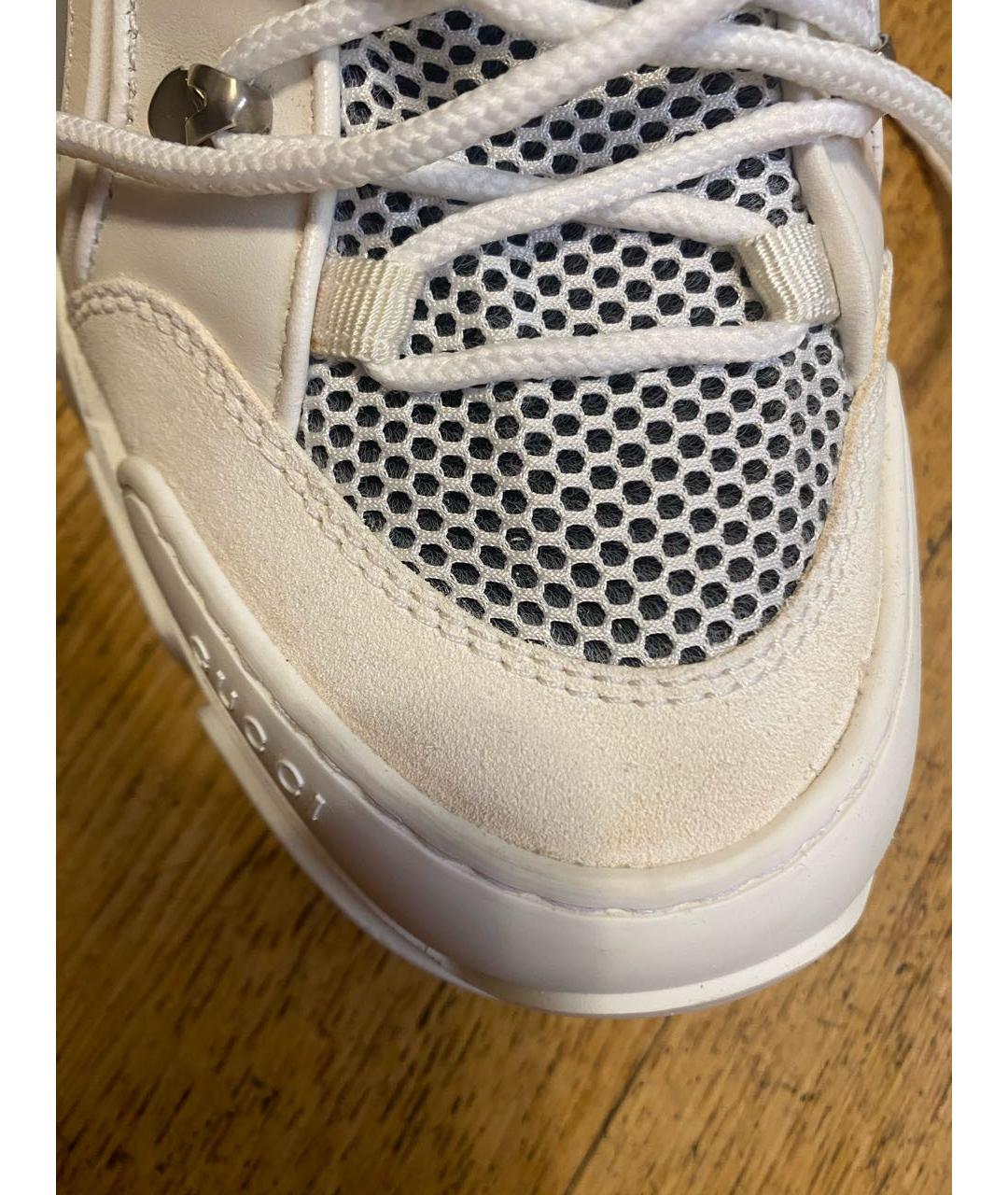 GUCCI Белые кожаные низкие кроссовки / кеды, фото 8