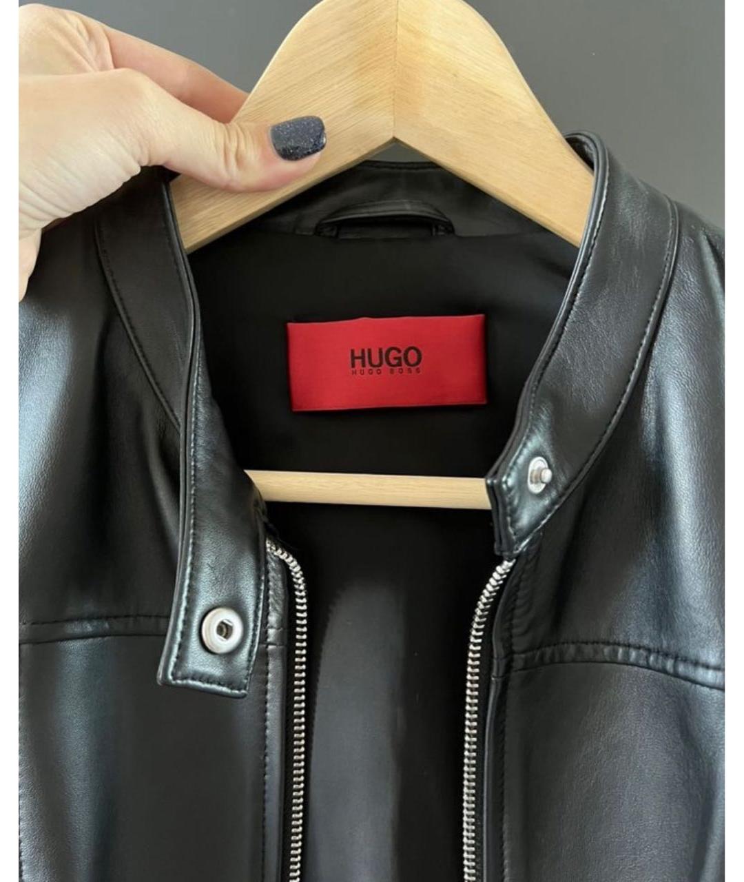 HUGO BOSS Черная кожаная куртка, фото 3