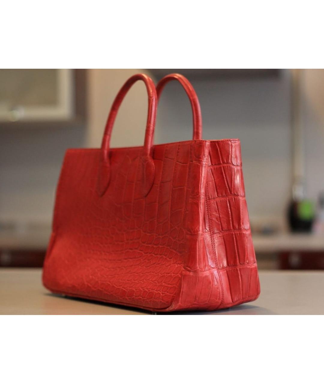 TARDINI Красная сумка с короткими ручками из экзотической кожи, фото 6