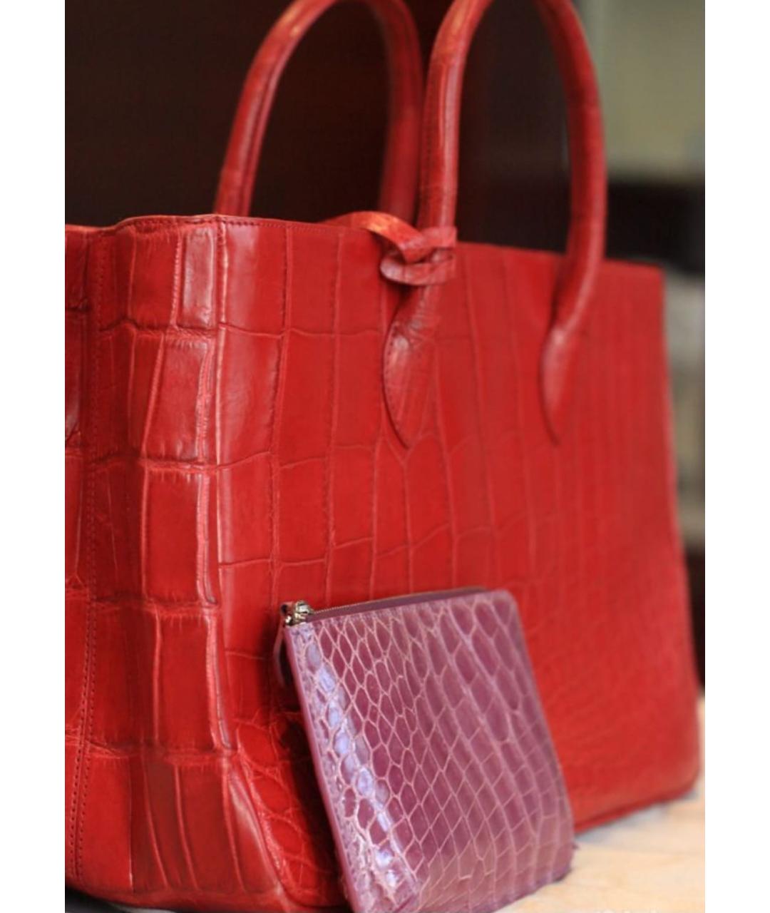 TARDINI Красная сумка с короткими ручками из экзотической кожи, фото 9