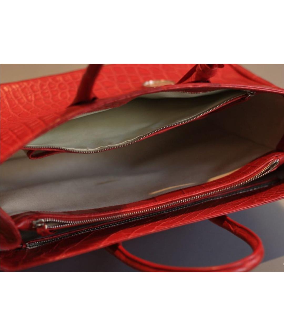 TARDINI Красная сумка с короткими ручками из экзотической кожи, фото 7