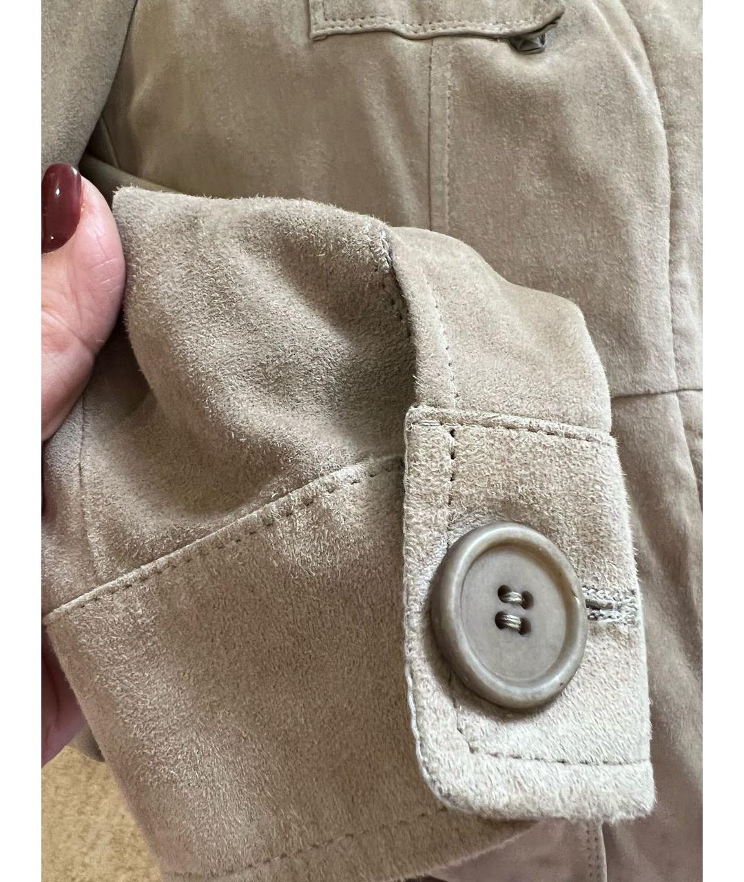 BRUNELLO CUCINELLI Бежевое замшевое пальто, фото 8