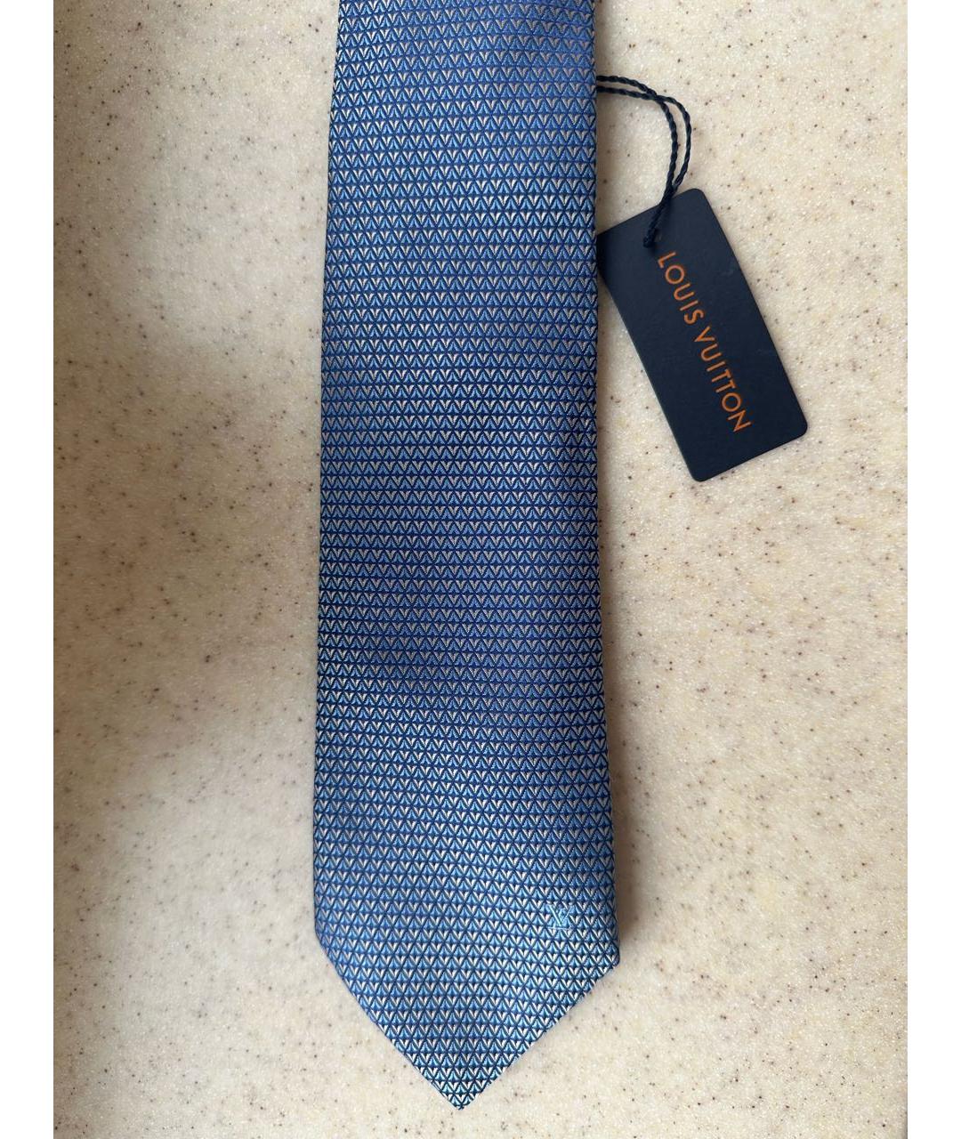 LOUIS VUITTON Синий шелковый галстук, фото 6