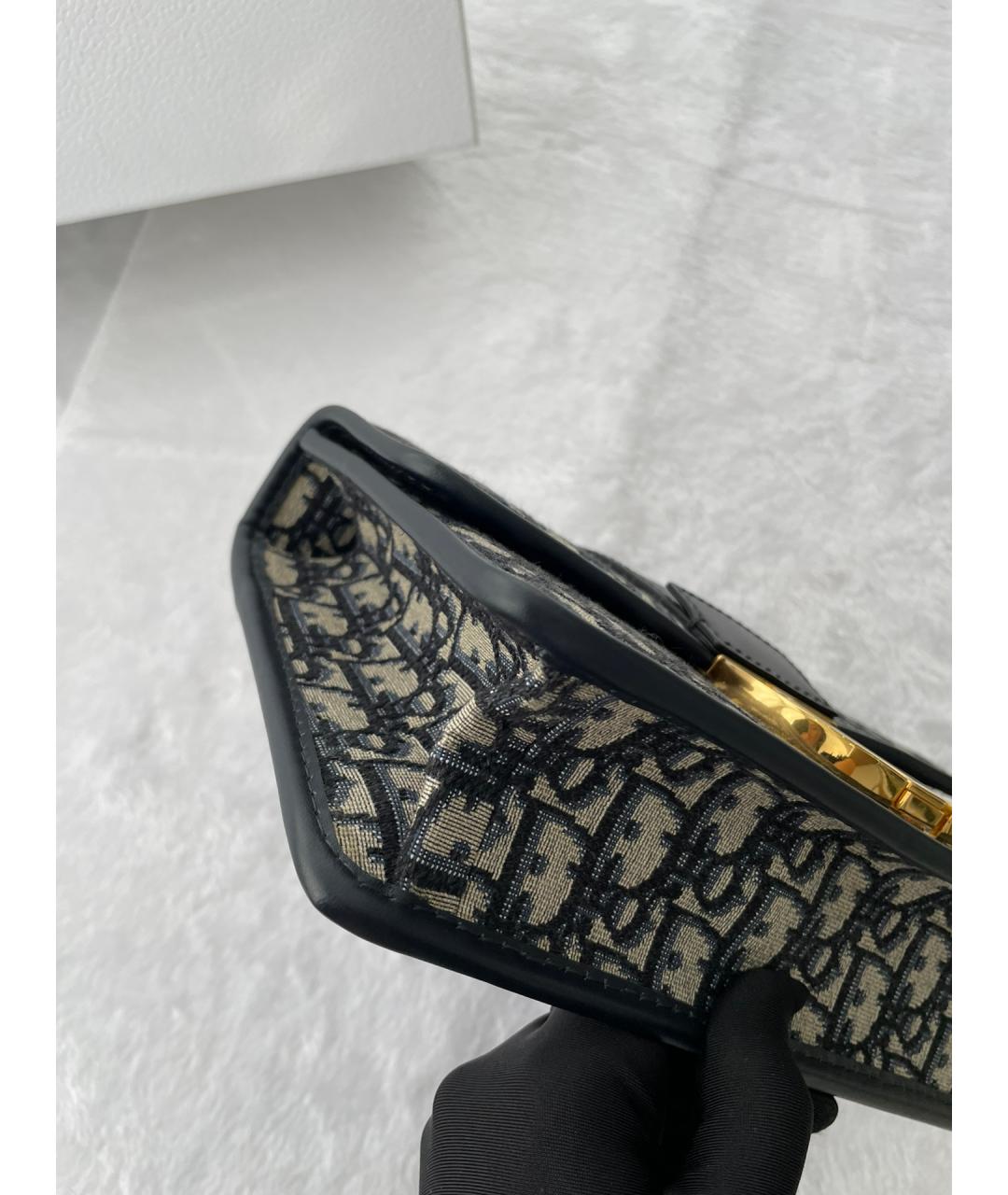 CHRISTIAN DIOR Темно-синяя жаккардовая сумка через плечо, фото 4