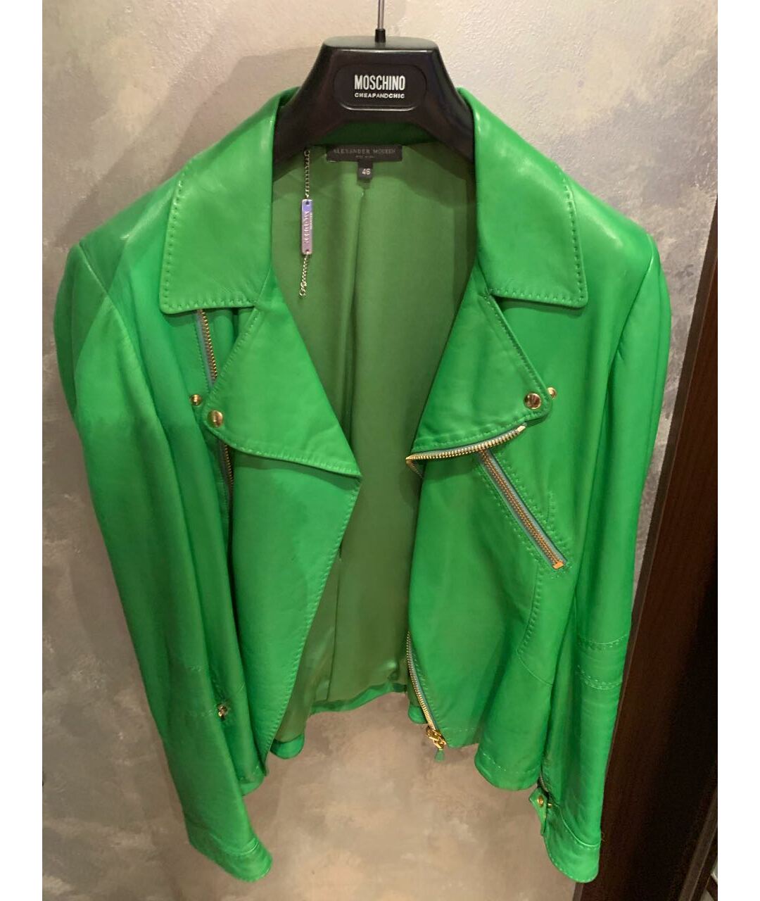 ALEXANDER MCQUEEN Зеленая кожаная куртка, фото 5