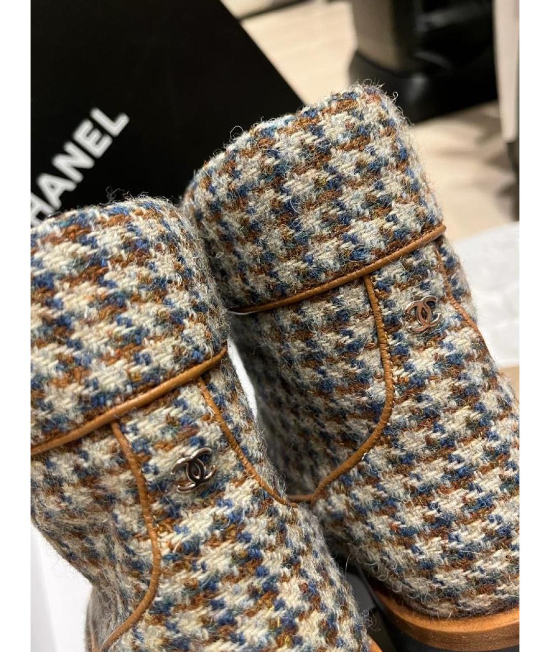 CHANEL PRE-OWNED Коричневые текстильные ботинки, фото 4