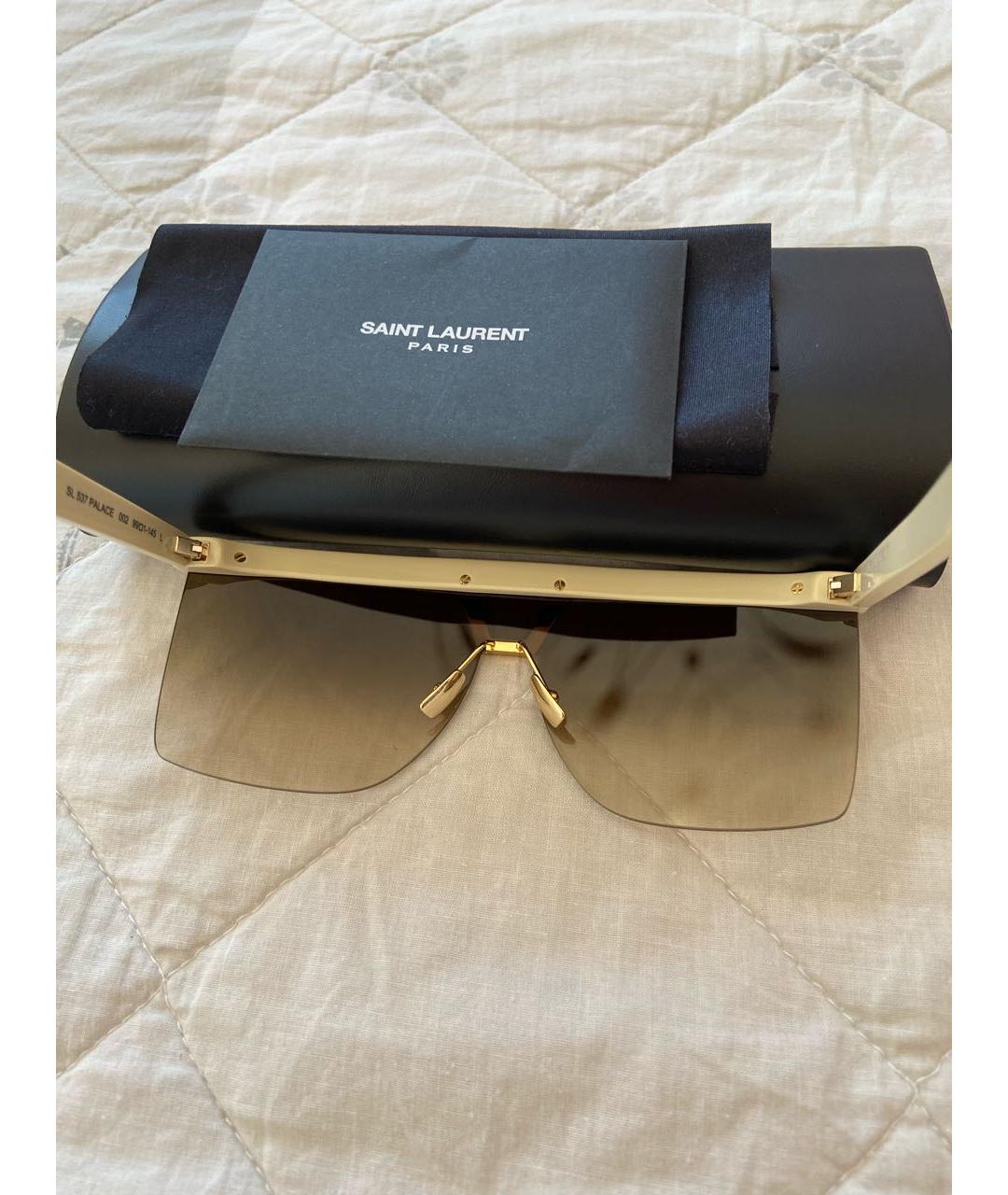 SAINT LAURENT Бежевые пластиковые солнцезащитные очки, фото 6