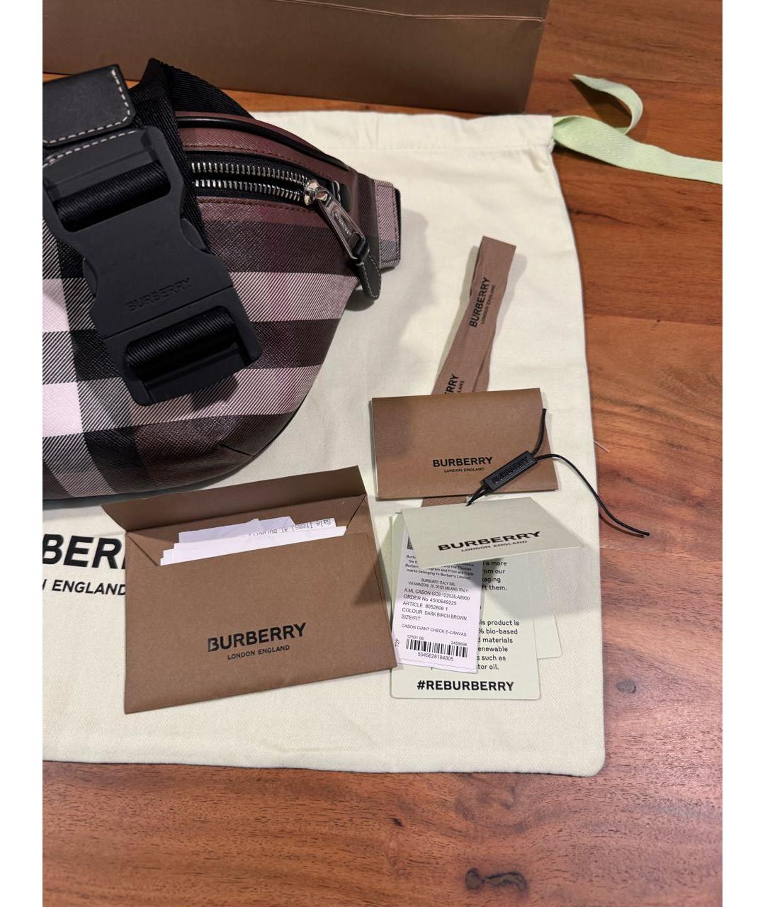 BURBERRY Коричневая кожаная поясная сумка, фото 3