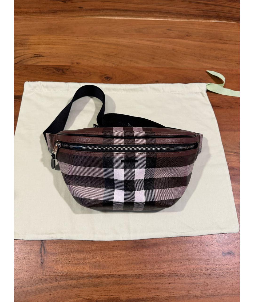 BURBERRY Коричневая кожаная поясная сумка, фото 9