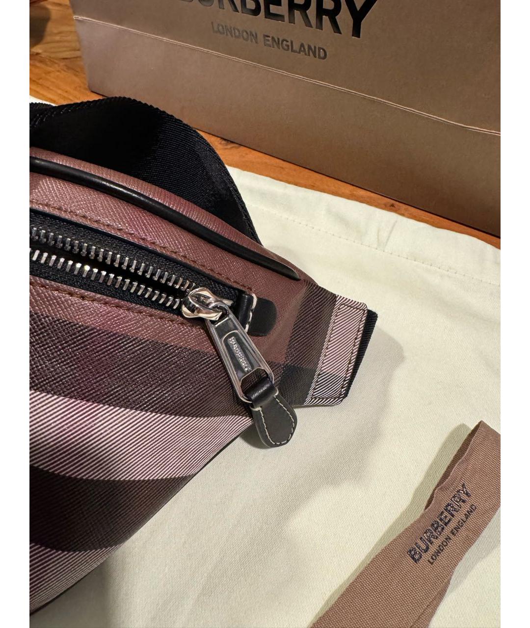 BURBERRY Коричневая кожаная поясная сумка, фото 5