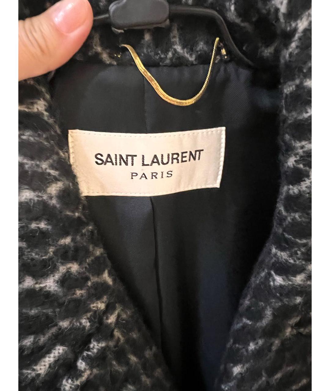 SAINT LAURENT Черное шерстяное пальто, фото 2