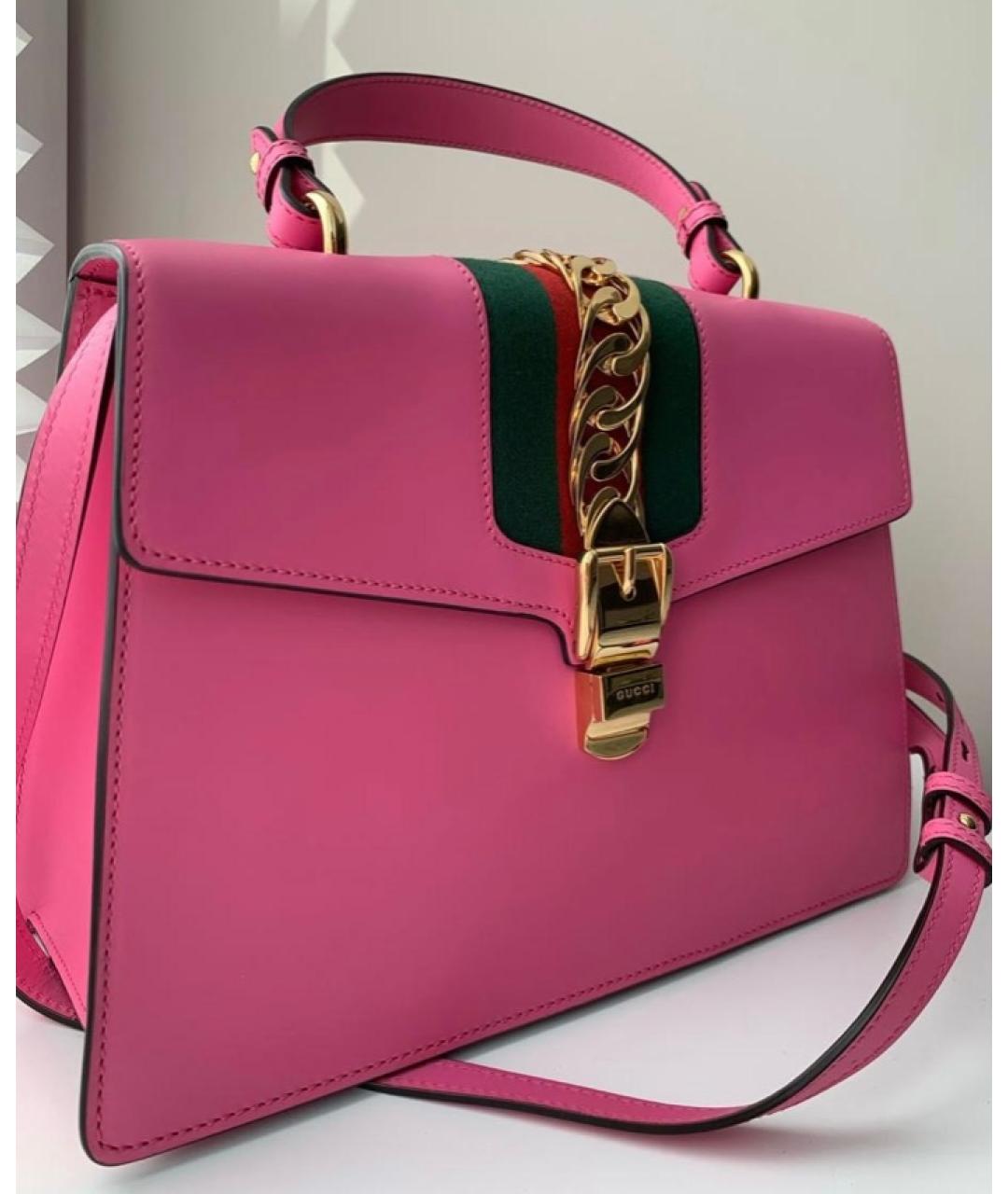 GUCCI Розовая кожаная сумка с короткими ручками, фото 2