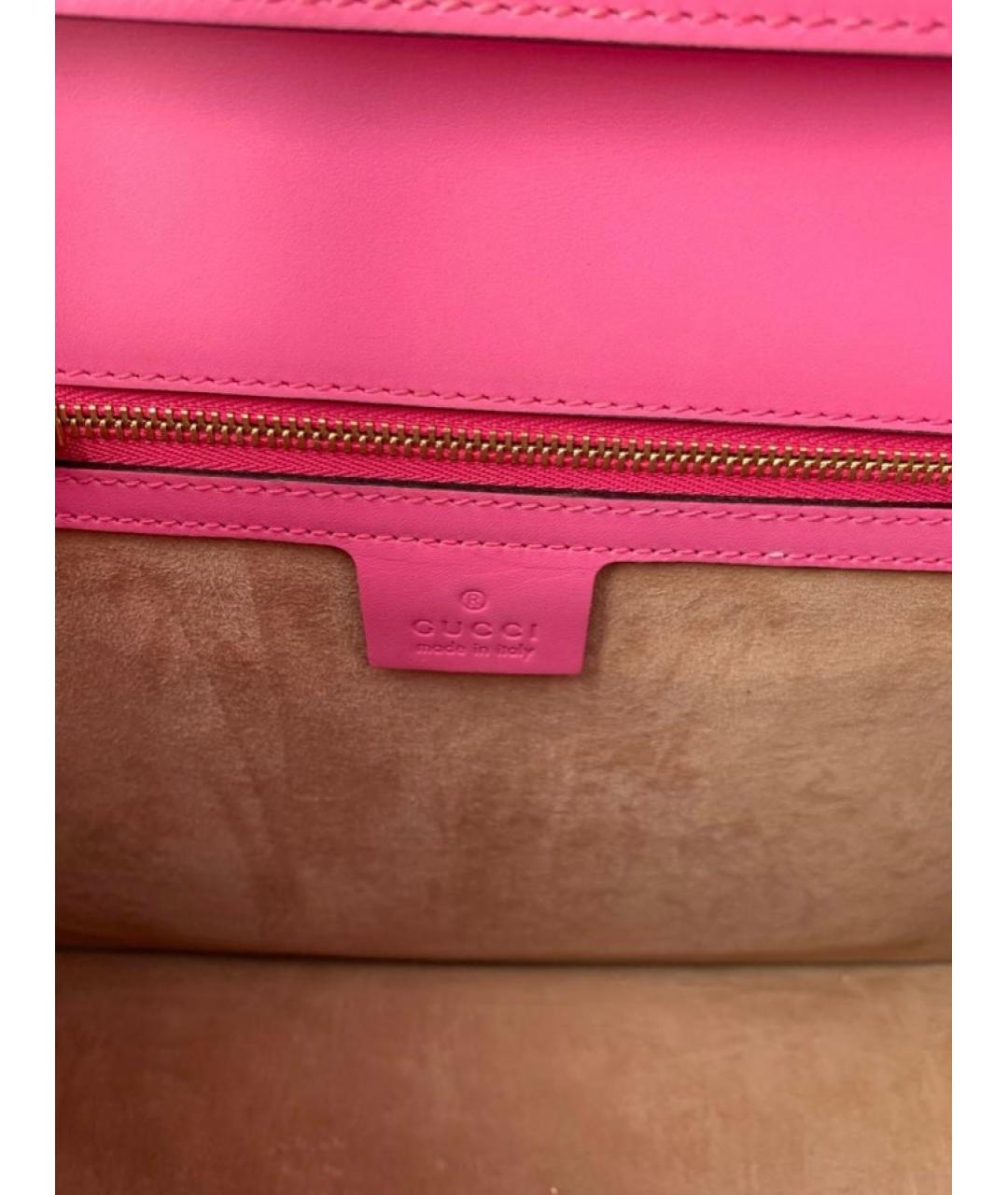 GUCCI Розовая кожаная сумка с короткими ручками, фото 5