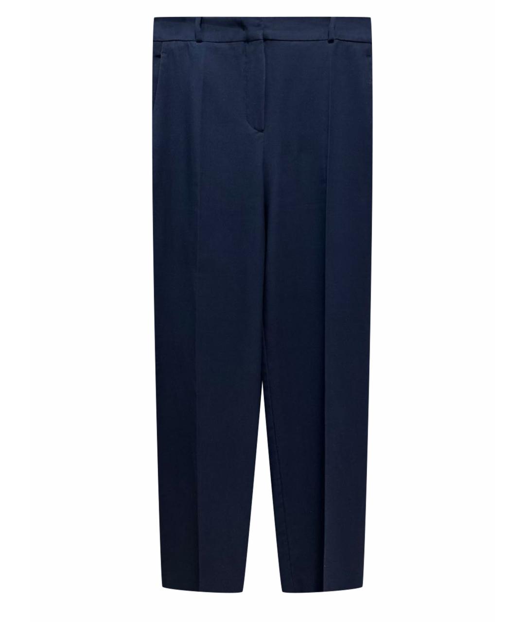 LORO PIANA Темно-синие шелковые прямые брюки, фото 1