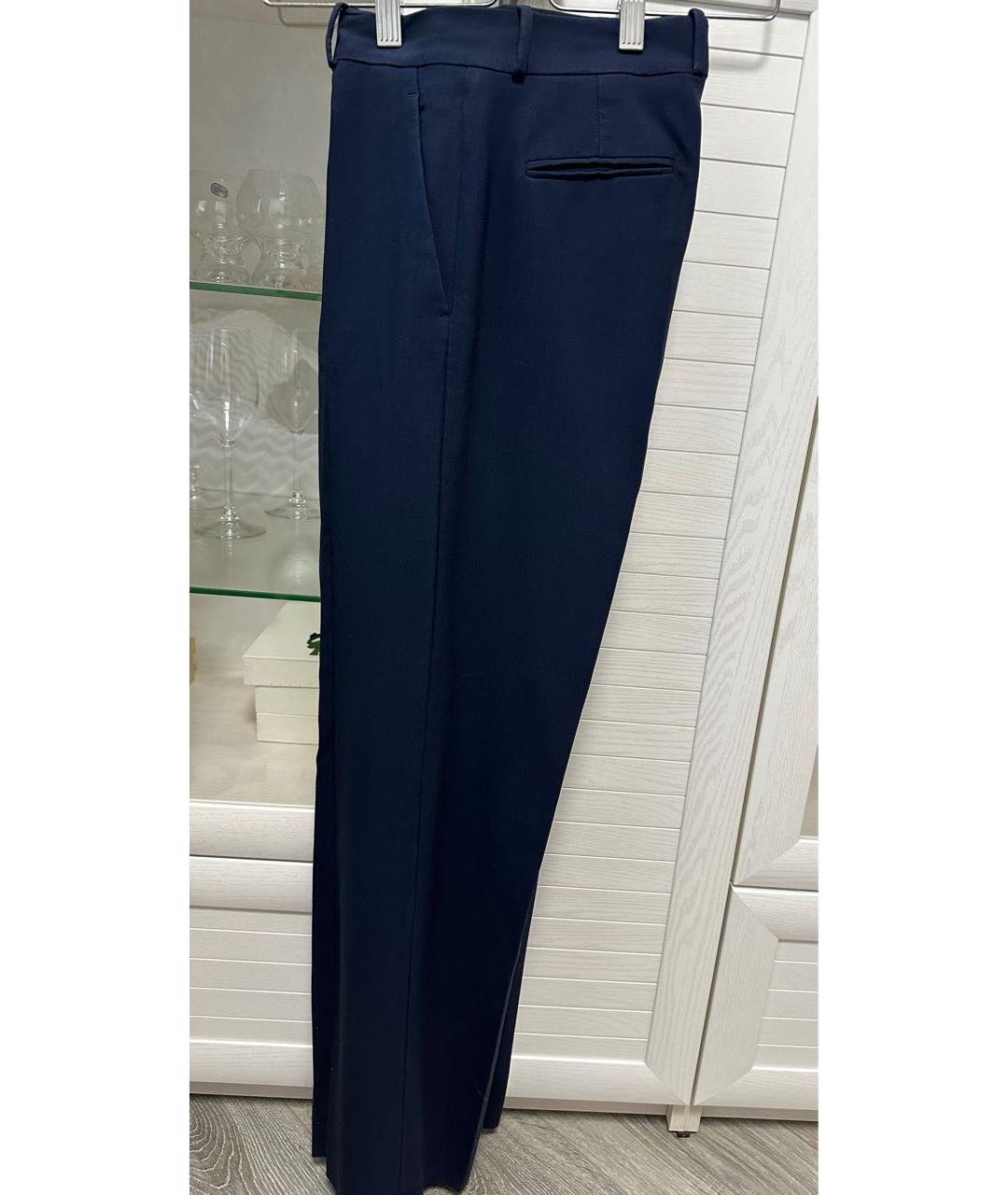 LORO PIANA Темно-синие шелковые прямые брюки, фото 2