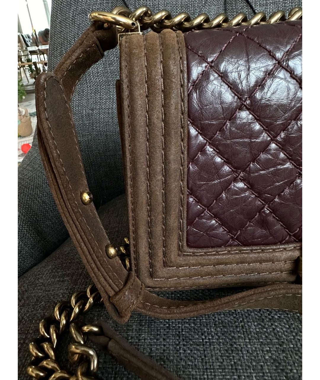 CHANEL Бордовая кожаная сумка через плечо, фото 4