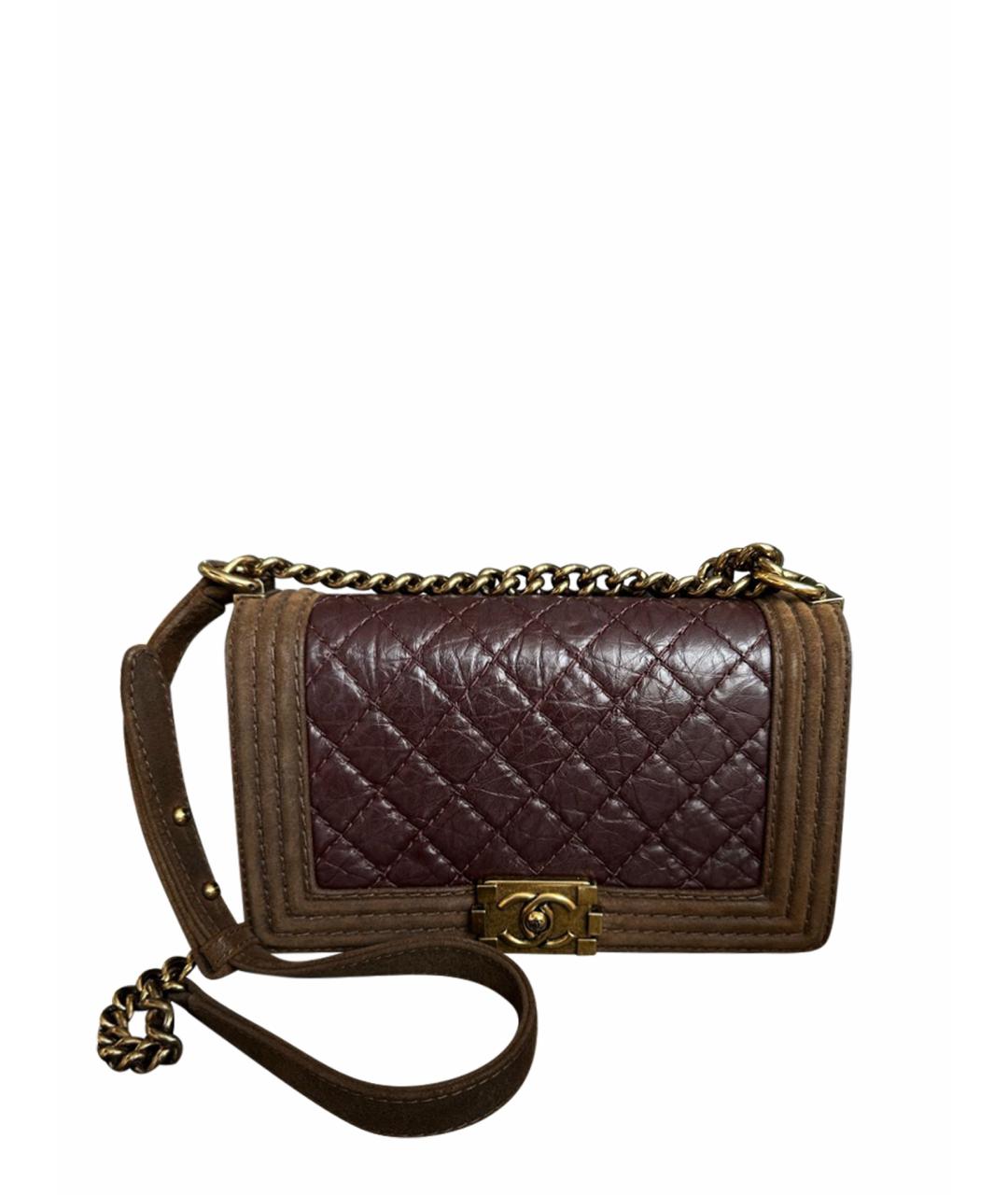 CHANEL Бордовая кожаная сумка через плечо, фото 1