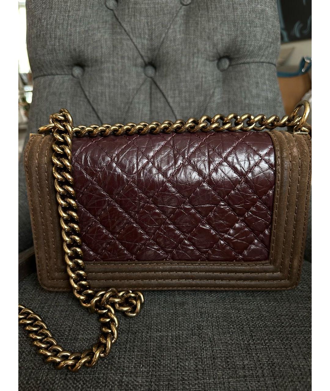 CHANEL Бордовая кожаная сумка через плечо, фото 2