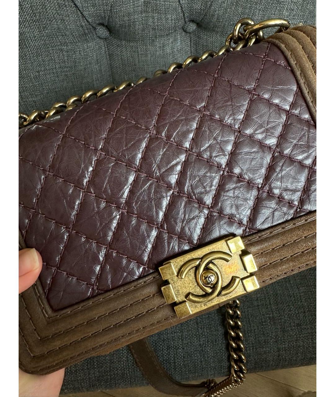 CHANEL Бордовая кожаная сумка через плечо, фото 8