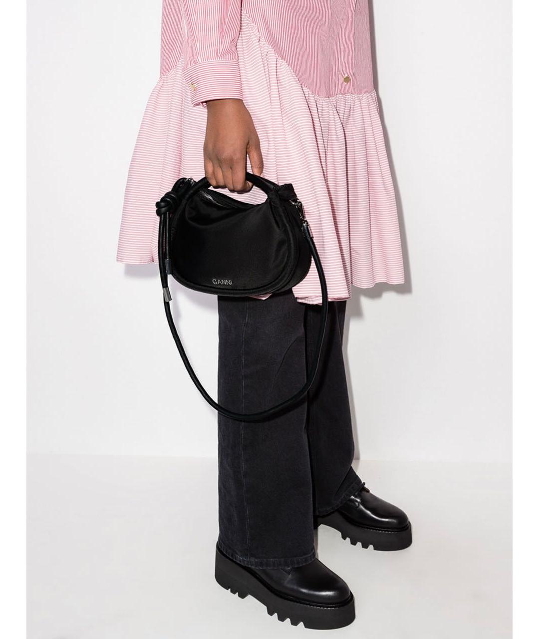 GANNI Черная тканевая сумка через плечо, фото 2