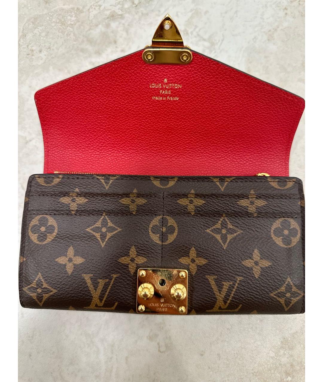 LOUIS VUITTON PRE-OWNED Коричневый кожаный кошелек, фото 6